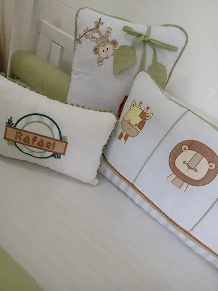 Kit de Berço Rolinho Safari Menino 5 Peças 100 % Algodão