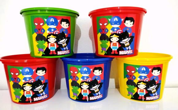 Balde de pipoca Super Herois