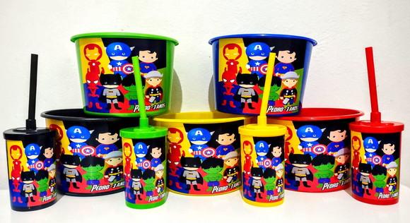 Baldinho De Pipoca Com Copo Vingadores Baby