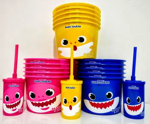 Balde de pipoca c/ copo baby shark