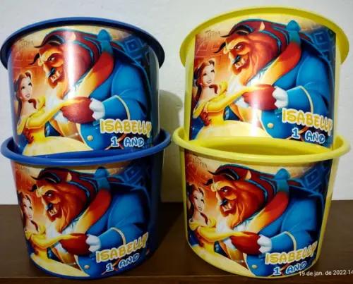 Baldinho de pipoca bela e a fera