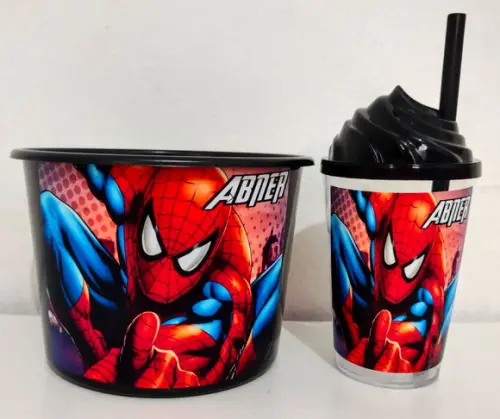 Baldinho de Pipoca c/ Copo Homem Aranha