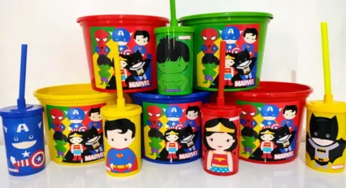 Baldinho de Pipoca c/ Copo Super Herois