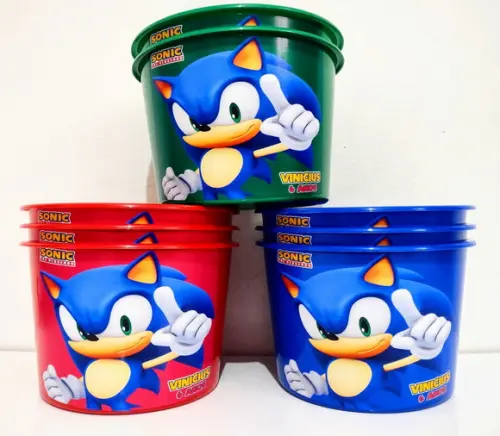 Baldinho de pipoca sonic