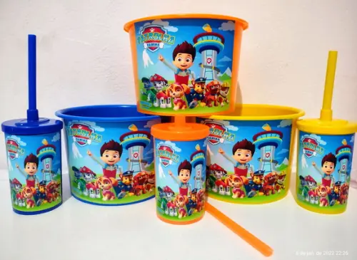 Kit Balde de pipoca + copo patrulha canina