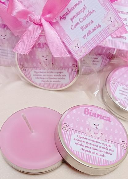 Lembrancinha Vela Latinha Rosa