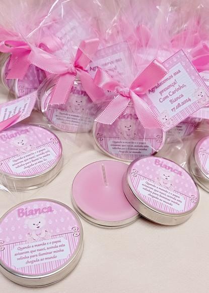 Lembrancinha Vela Latinha Rosa