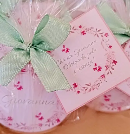 Lembrancinha Vela Latinha Chá de Bebê Frente e Verso