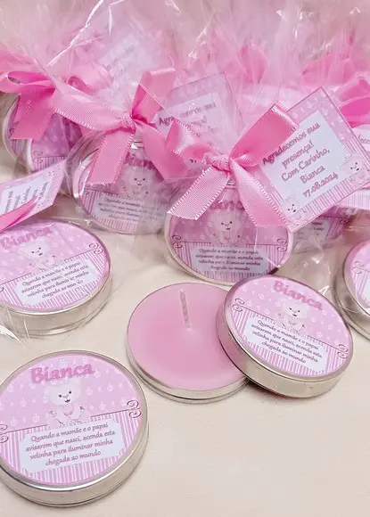 Lembrancinha Vela Latinha Rosa
