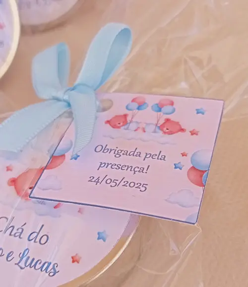 Lembrancinha Vela Latinha Ursinho Frente e Verso