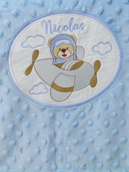 Cobertor Baby Personalizado Urso Aviador