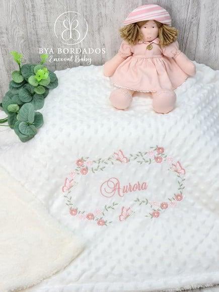 Cobertor Bebê Personalizado Flores e Borboletas