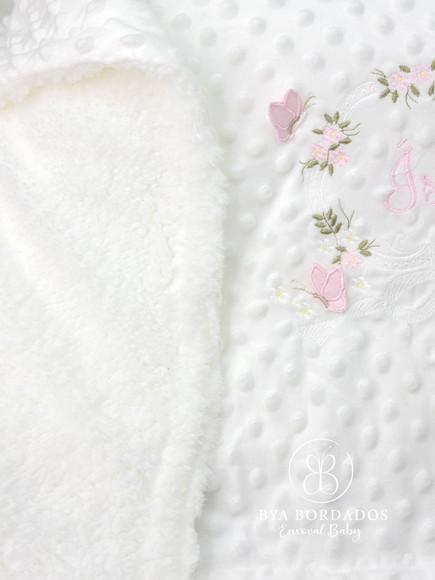 Cobertor Bebê Personalizado Flores e Borboletas