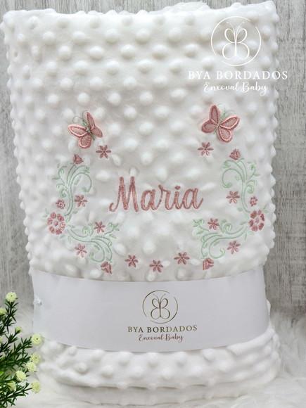 Cobertor Bebê Personalizado Flores e Borboletas
