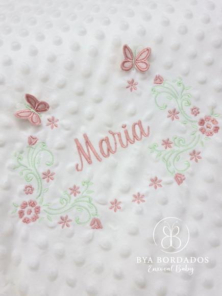 Cobertor Bebê Personalizado Flores e Borboletas