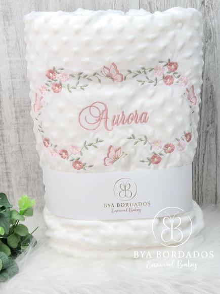 Cobertor Bebê Personalizado Flores e Borboletas