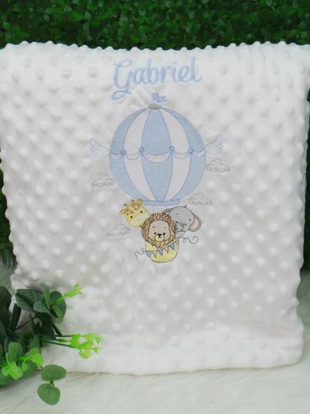 Cobertor Sherpa Baby Personalizado Safari Balão