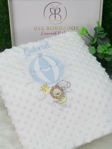 Cobertor Sherpa Baby Personalizado Safari Balão