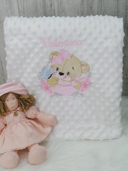 Cobertor Sherpa Bebê Personalizado Ursinha