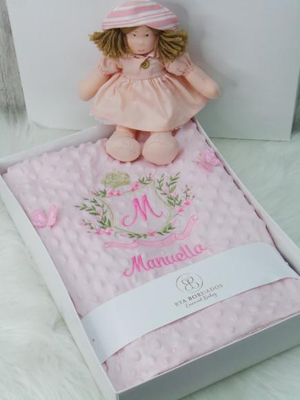 Cobertor Sherpa Personalizado Brasão Floral