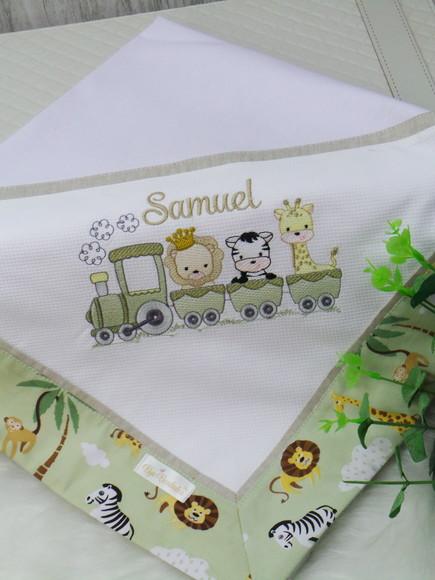 Cueiro Personalizado Bordado Safari