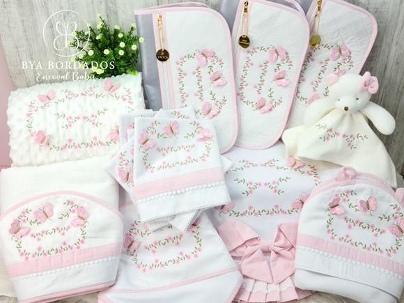 Enxoval Bebê Menina Flores e Borboleta 3d