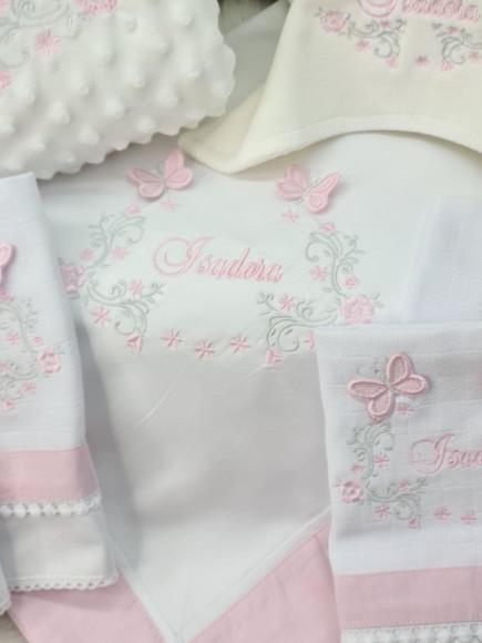 Enxoval Bebê Menina Flores e Borboleta 3d