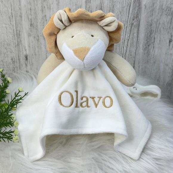 Kit Cobertor Bebê e Naninha Personalizados Leão