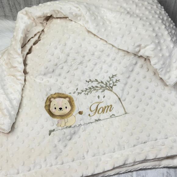 Kit Cobertor Bebê e Naninha Personalizados Leão