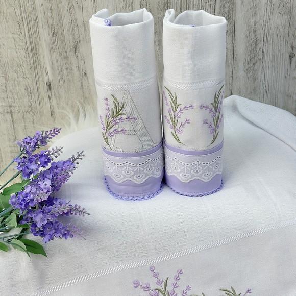 Kit de Fraldas Bebê Bordado Lavanda