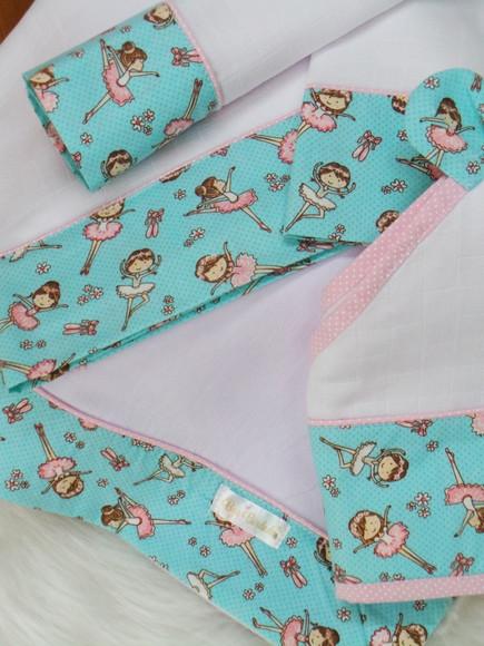 Kit Enxoval Bebê Bailarinas Incluso Nome do Bebê