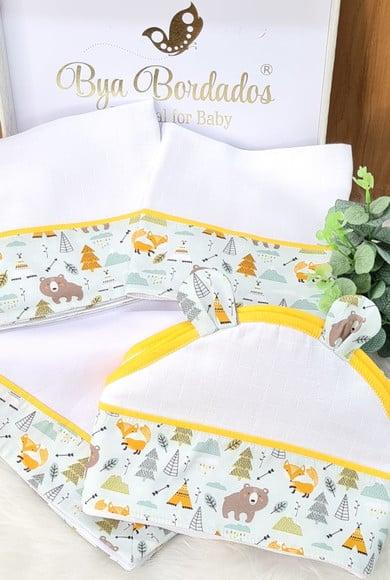 Kit Enxoval Bebê Bichinhos da Floresta Incluso Nome do Bebê