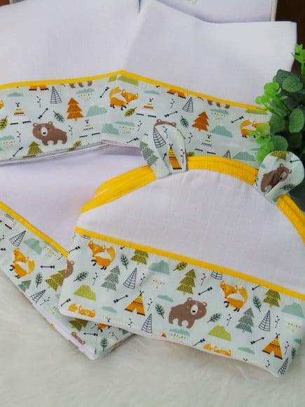 Kit Enxoval Bebê Bichinhos da Floresta Incluso Nome do Bebê