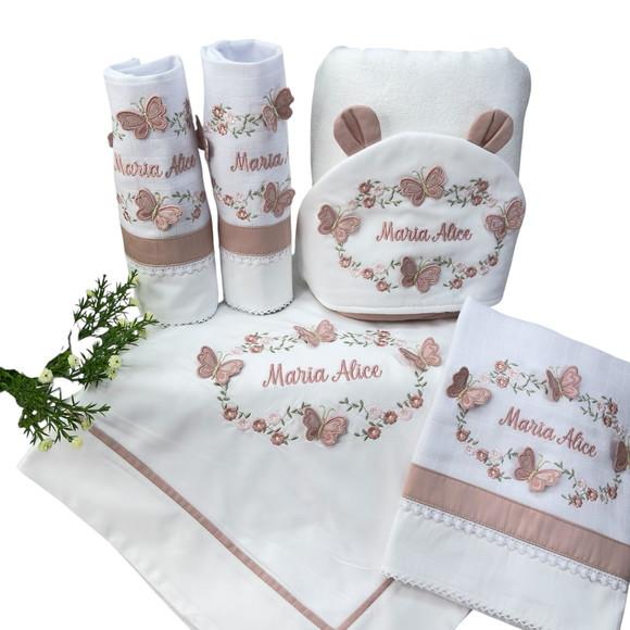 Kit Enxoval Bebê Bordado Borboletas