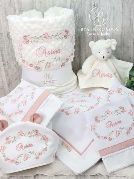 Kit Enxoval Bebê Bordado Borboletas