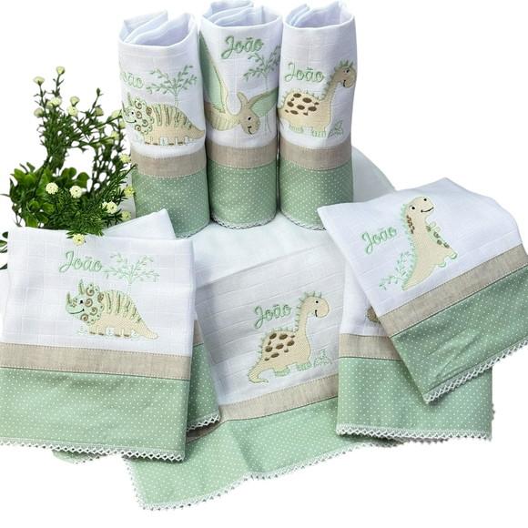 Kit Enxoval Bebê Bordado Dinossauros