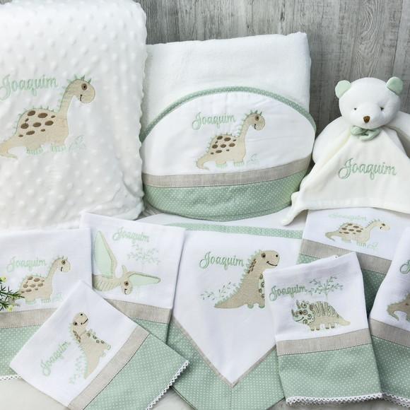 Kit Enxoval Bebê Bordado Dinossauros
