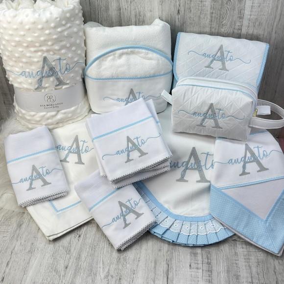 Kit Enxoval Bebe Bordado Nome Sobreposto