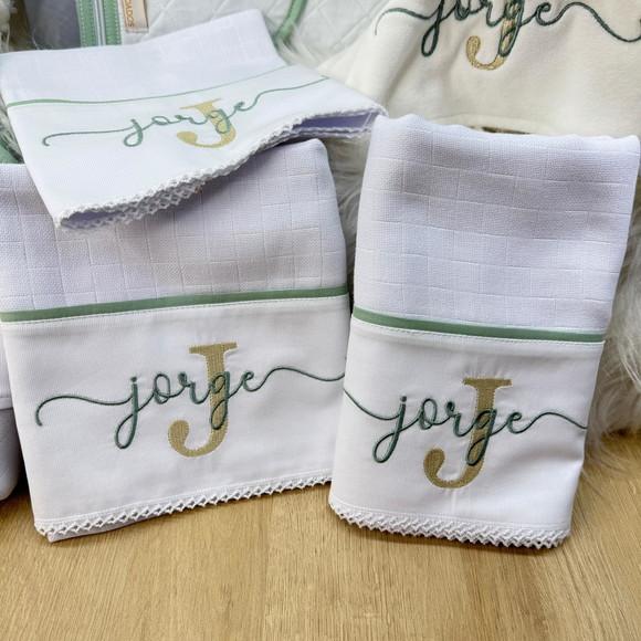 Kit Enxoval Bebe Bordado Nome Sobreposto