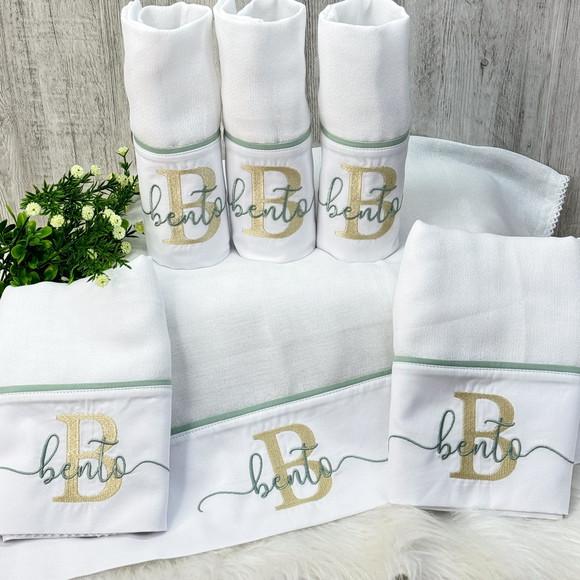 Kit Enxoval Bebe Bordado Nome Sobreposto