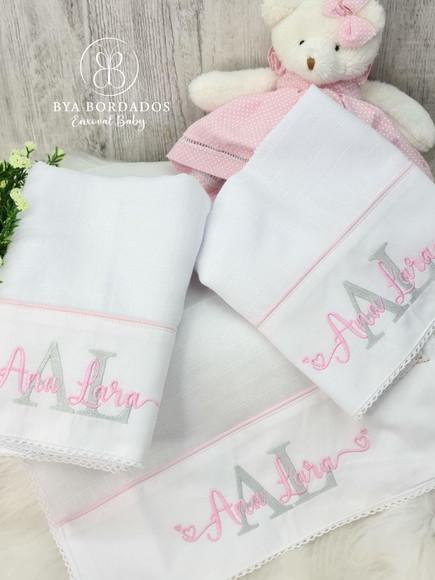 Kit Enxoval Bebe Bordado Nome Sobreposto