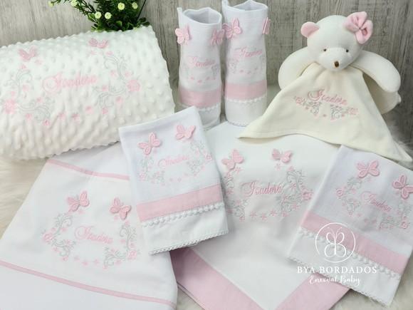 Kit Enxoval Bebe Bordado Nome Sobreposto