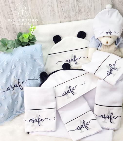 Kit Enxoval Bebe Bordado Nome Sobreposto