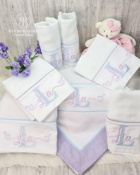 Kit Enxoval Bebe Bordado Nome Sobreposto