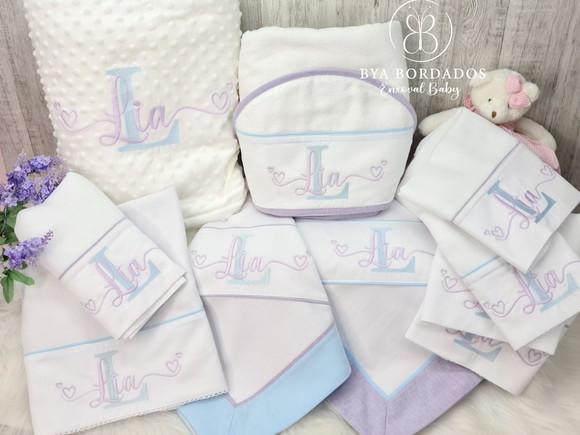 Kit Enxoval Bebe Bordado Nome Sobreposto