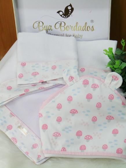 Kit Enxoval Bebê Cogumelos Incluso Nome do Bebê