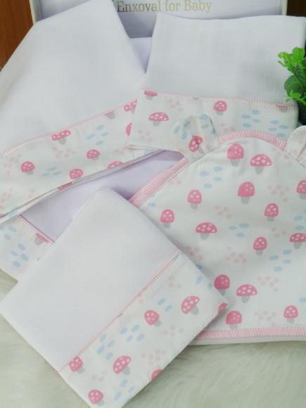 Kit Enxoval Bebê Cogumelos Incluso Nome do Bebê