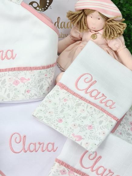 Kit Enxoval Bebê Flores e Passarinhos Personalizado