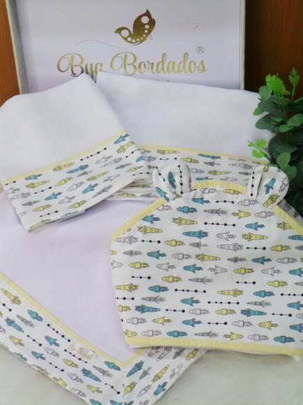 Kit Enxoval Bebê Foguete Incluso Nome do Bebê