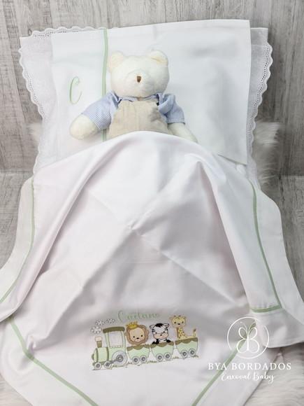 Kit Enxoval Bebê Maternidade Personalizado Bordado Safari